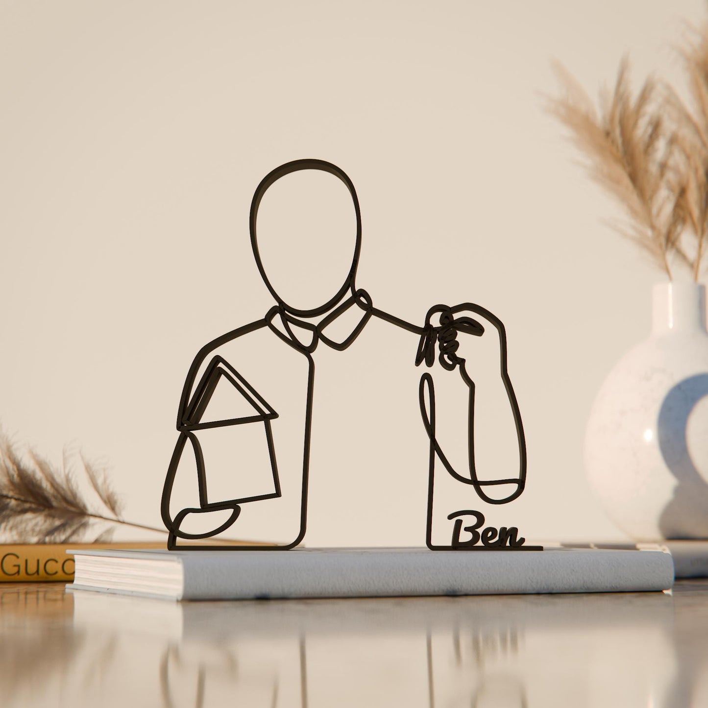 Real Estate Agent - Customized Line Art Figure