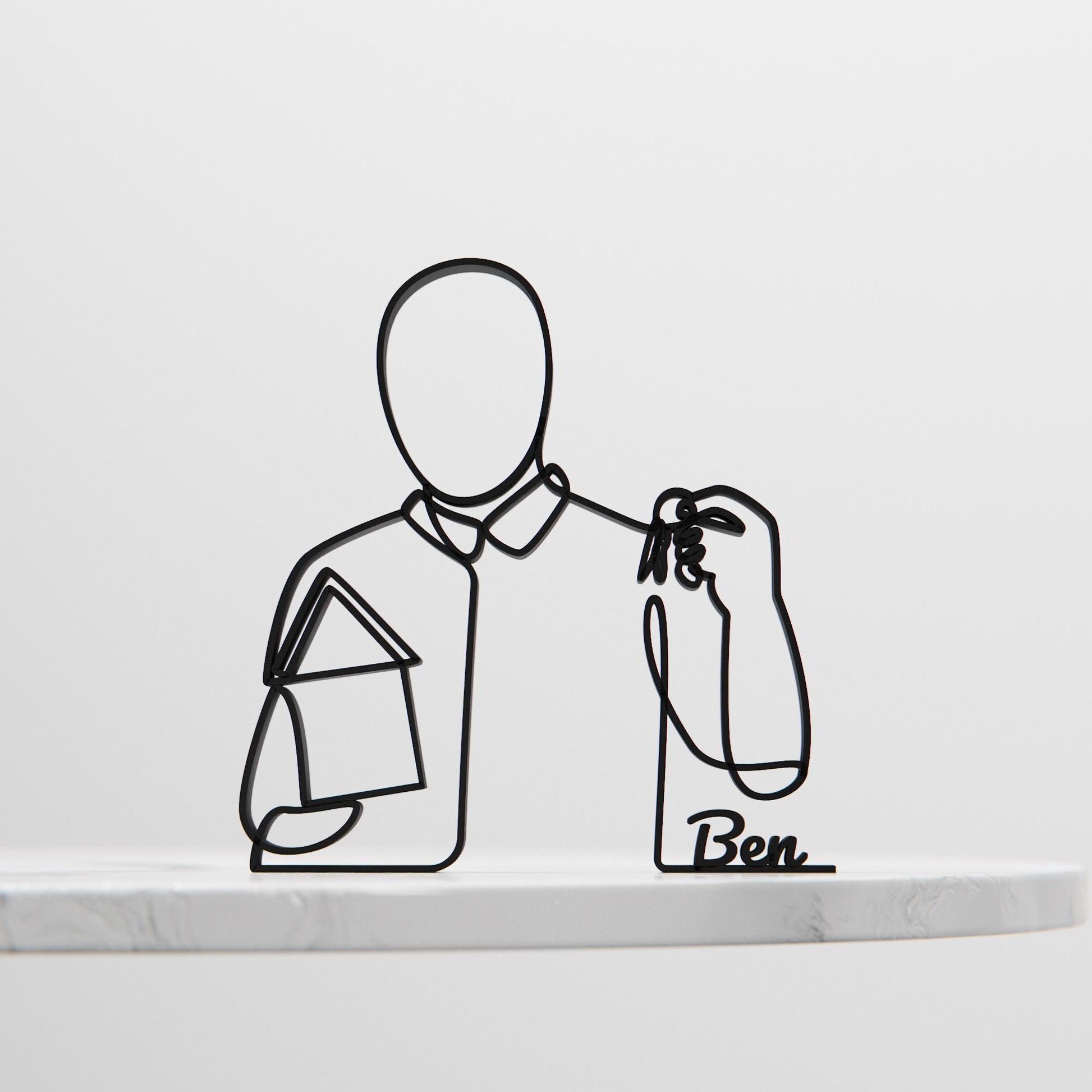 Real Estate Agent - Customized Line Art Figure