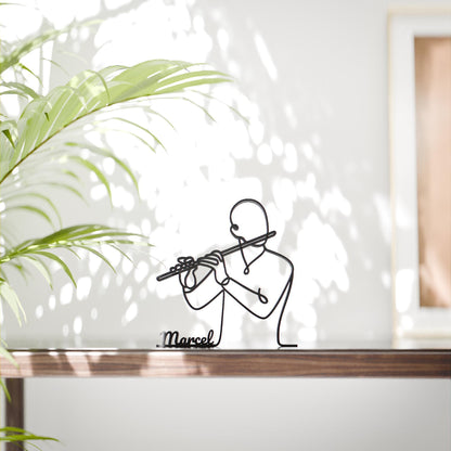 Flute Player - Customized Line Art Figure