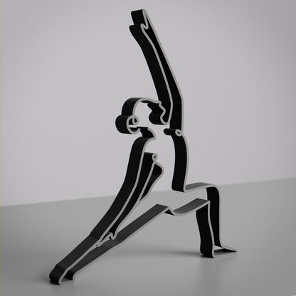 Yoga Reverse Warrior Pose - Line Art Figure
