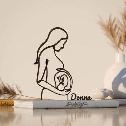 Pregnant Mom - Customized Line Art Figure
