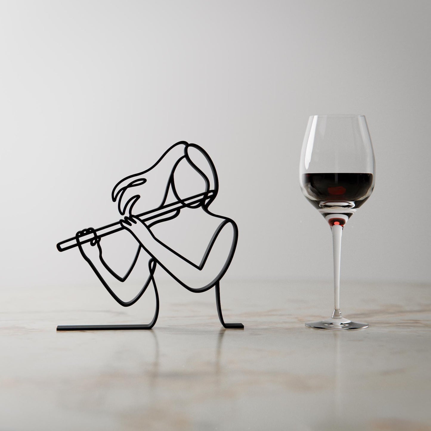 Female Flute Player - Customized Line Art Figure