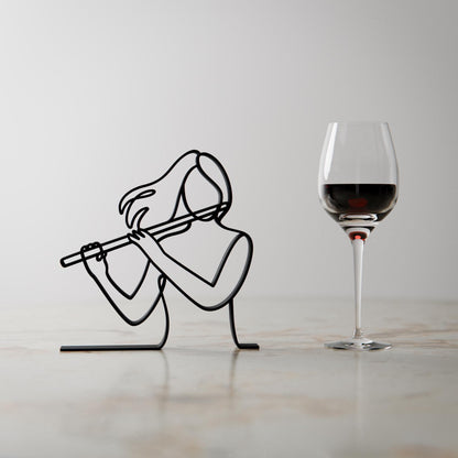 Female Flute Player - Customized Line Art Figure