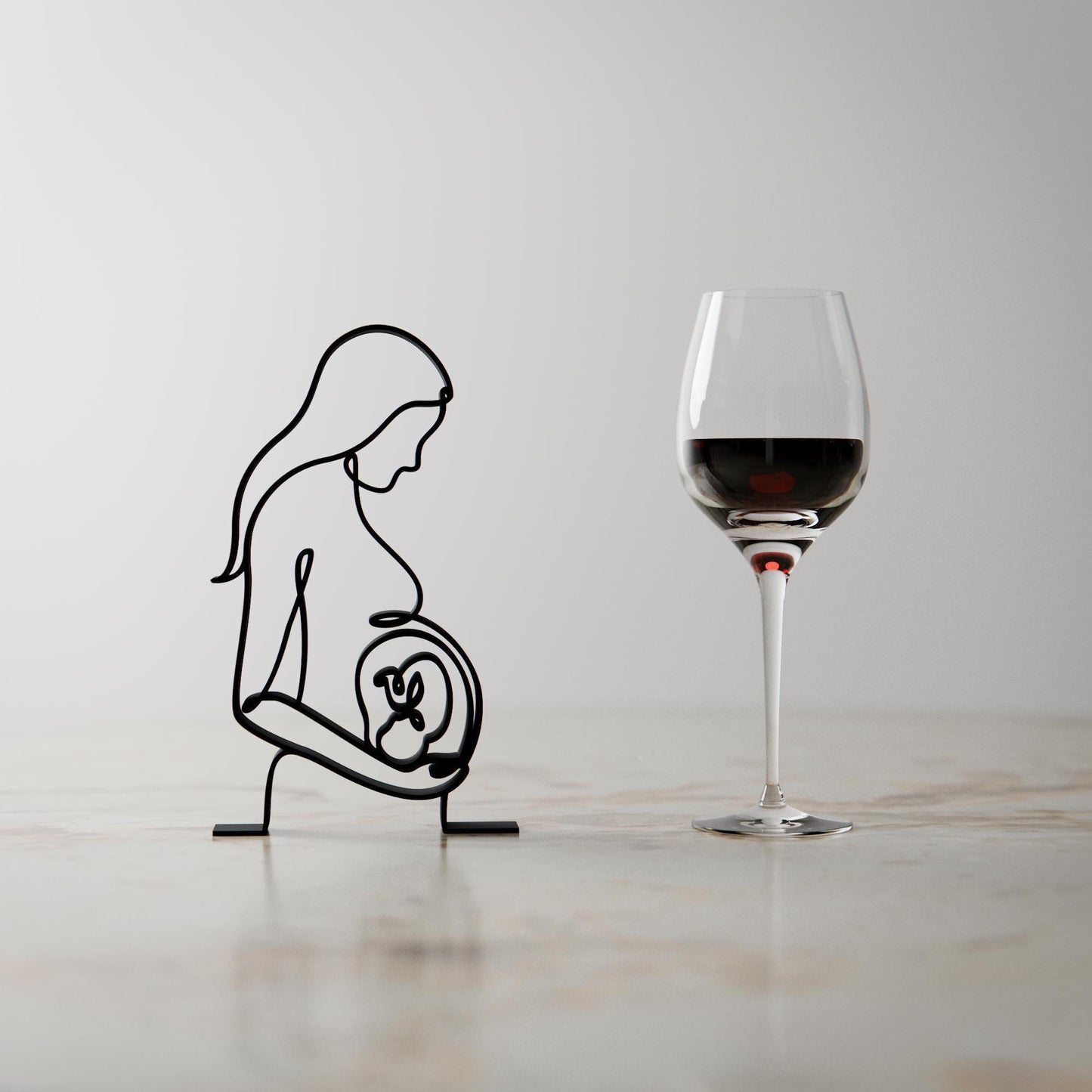 Pregnant Mom - Customized Line Art Figure