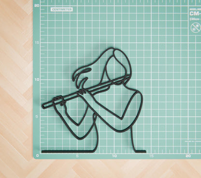 Female Flute Player - Customized Line Art Figure