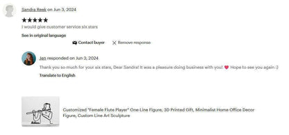 Female Flute Player - Customized Line Art Figure