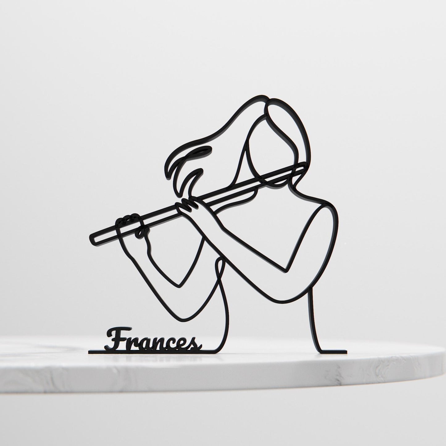 Female Flute Player - Customized Line Art Figure
