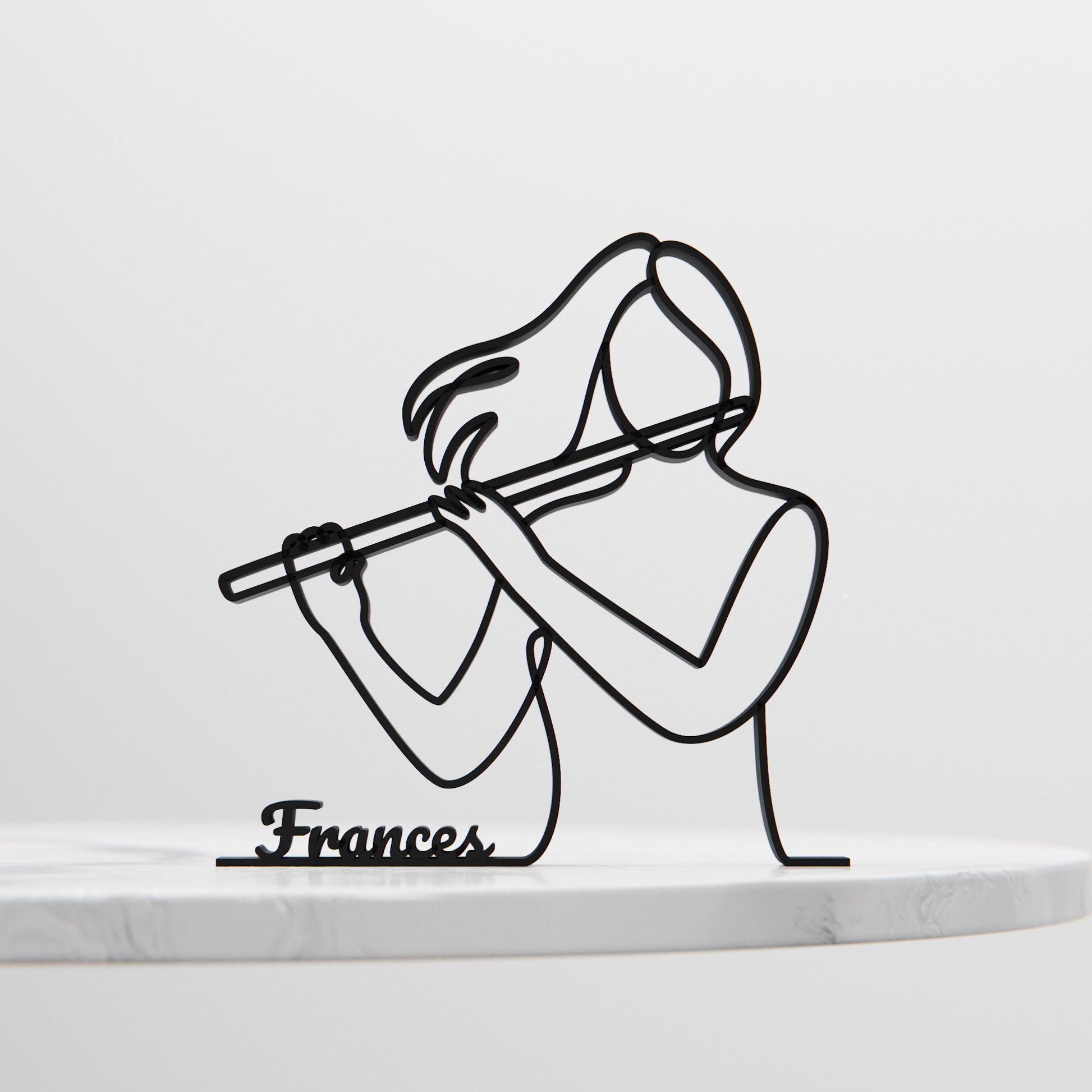 Female Flute Player - Customized Line Art Figure