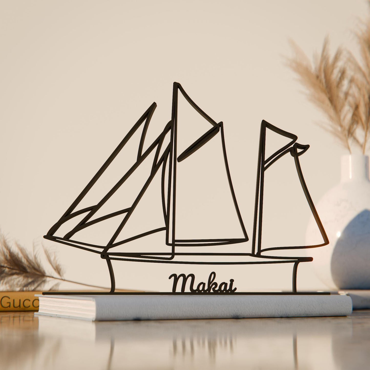 Sailboat 02 - Customized Line Art Figure