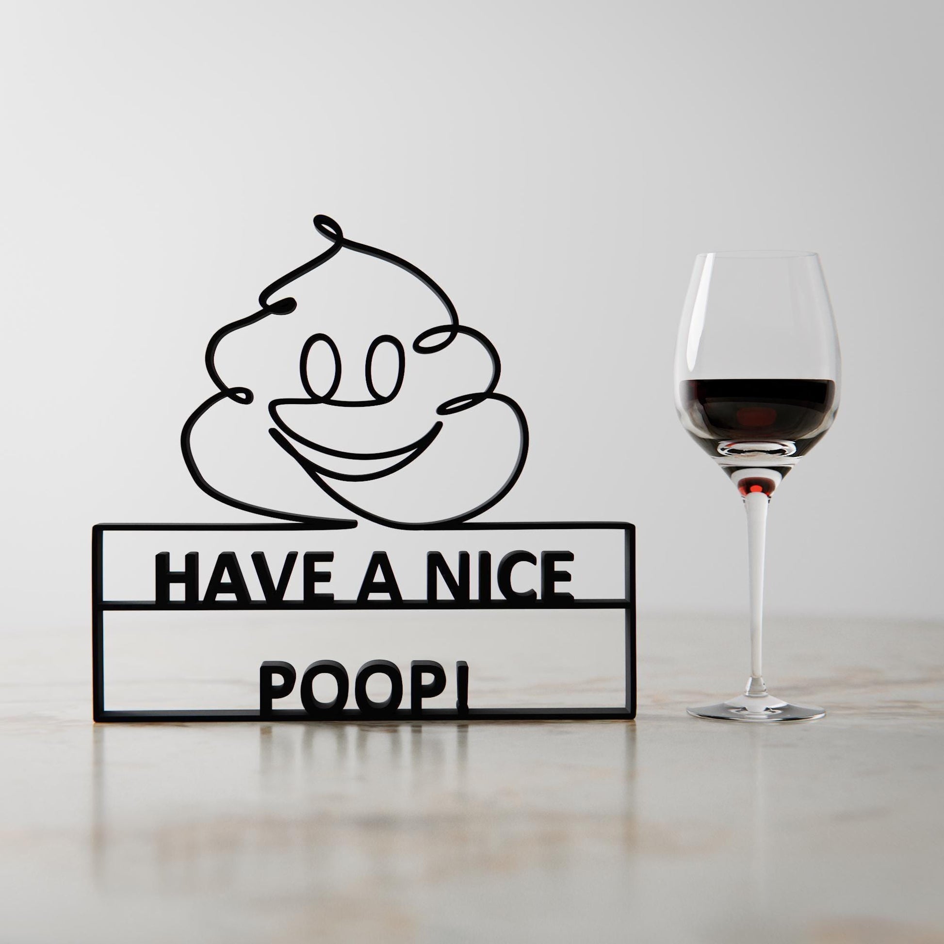 Funny Toilet Sign - Customized Line Art Figure