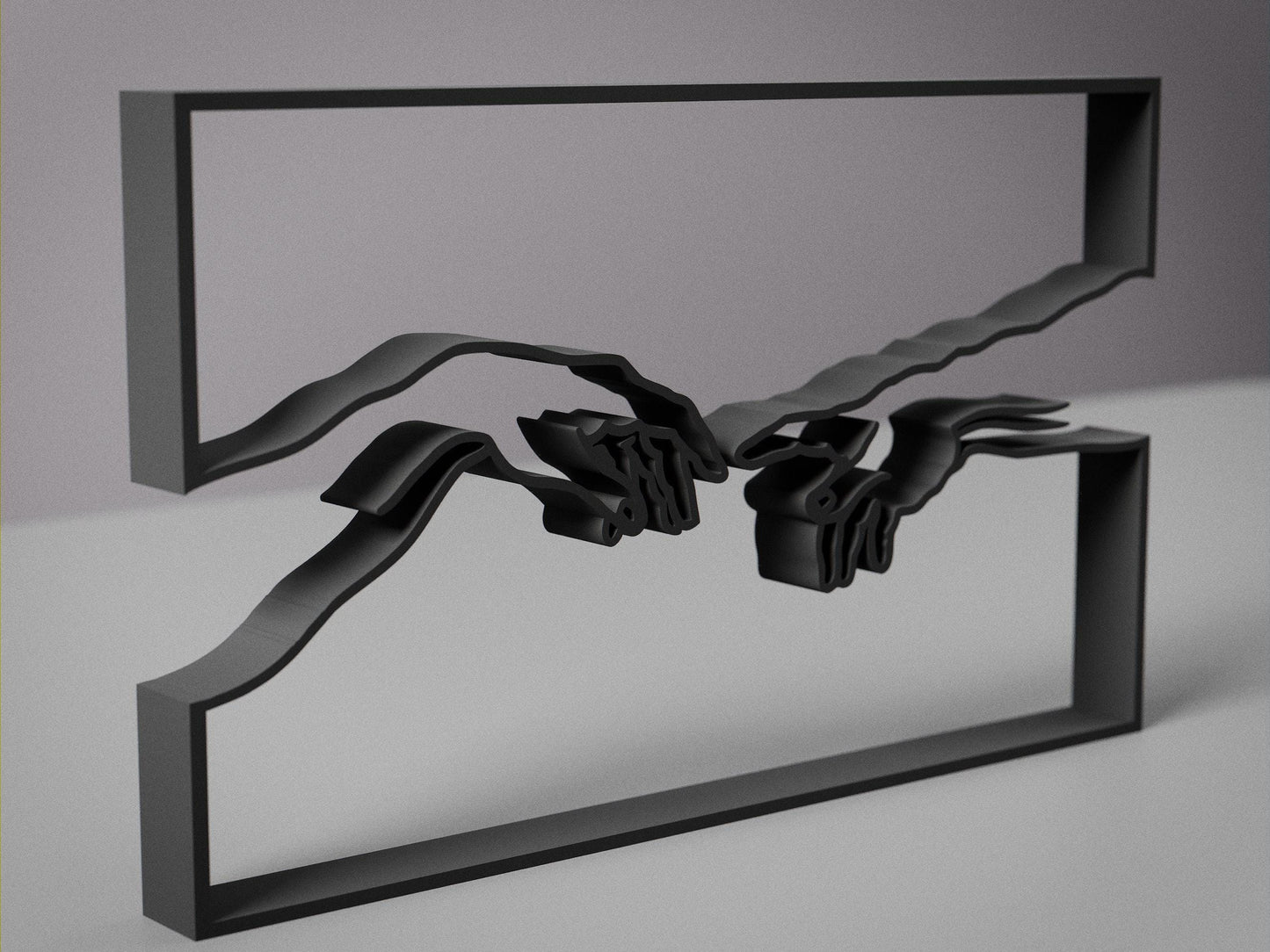 The Creation of Adam - Line Art Figure