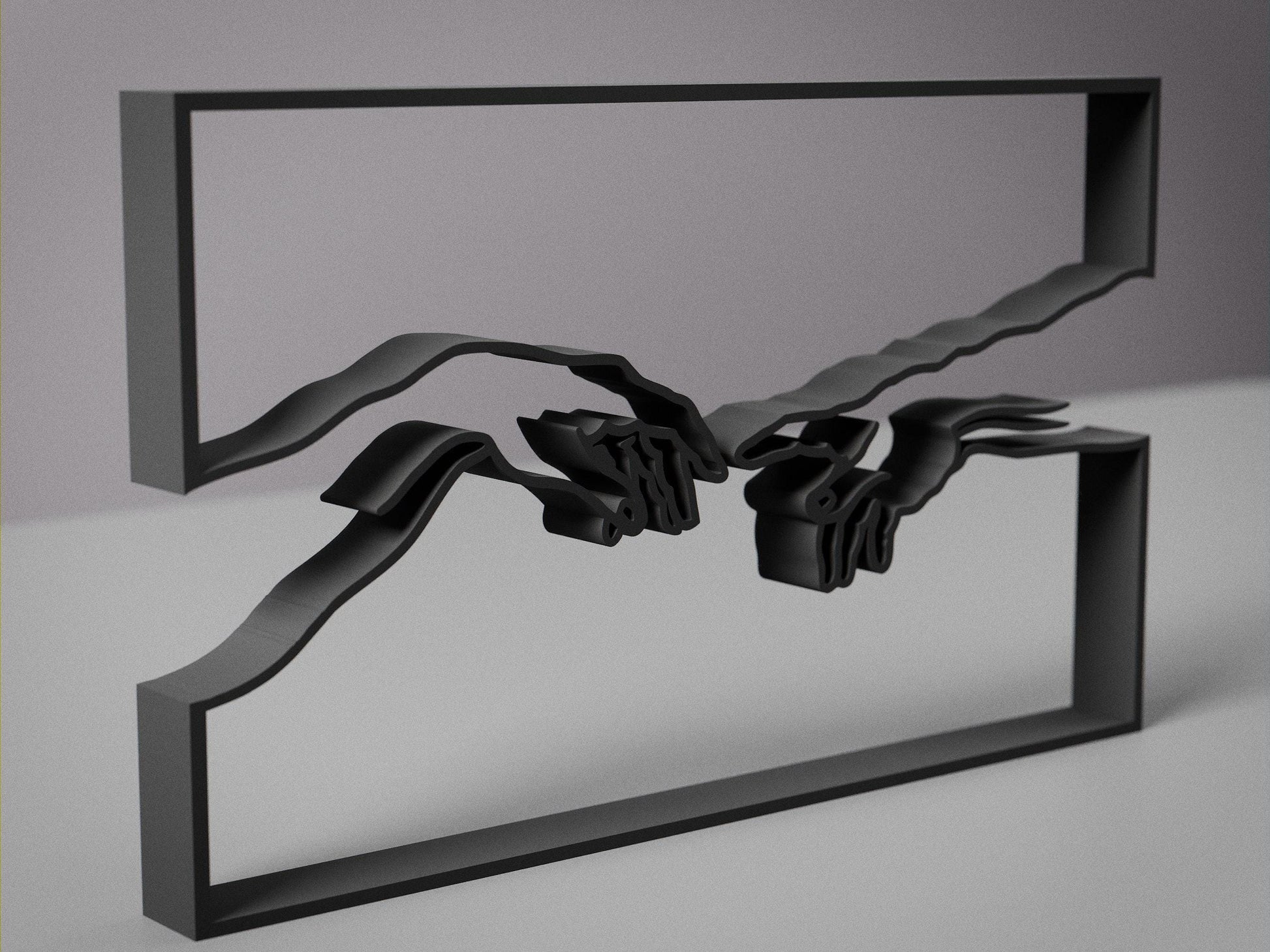 The Creation of Adam - Line Art Figure