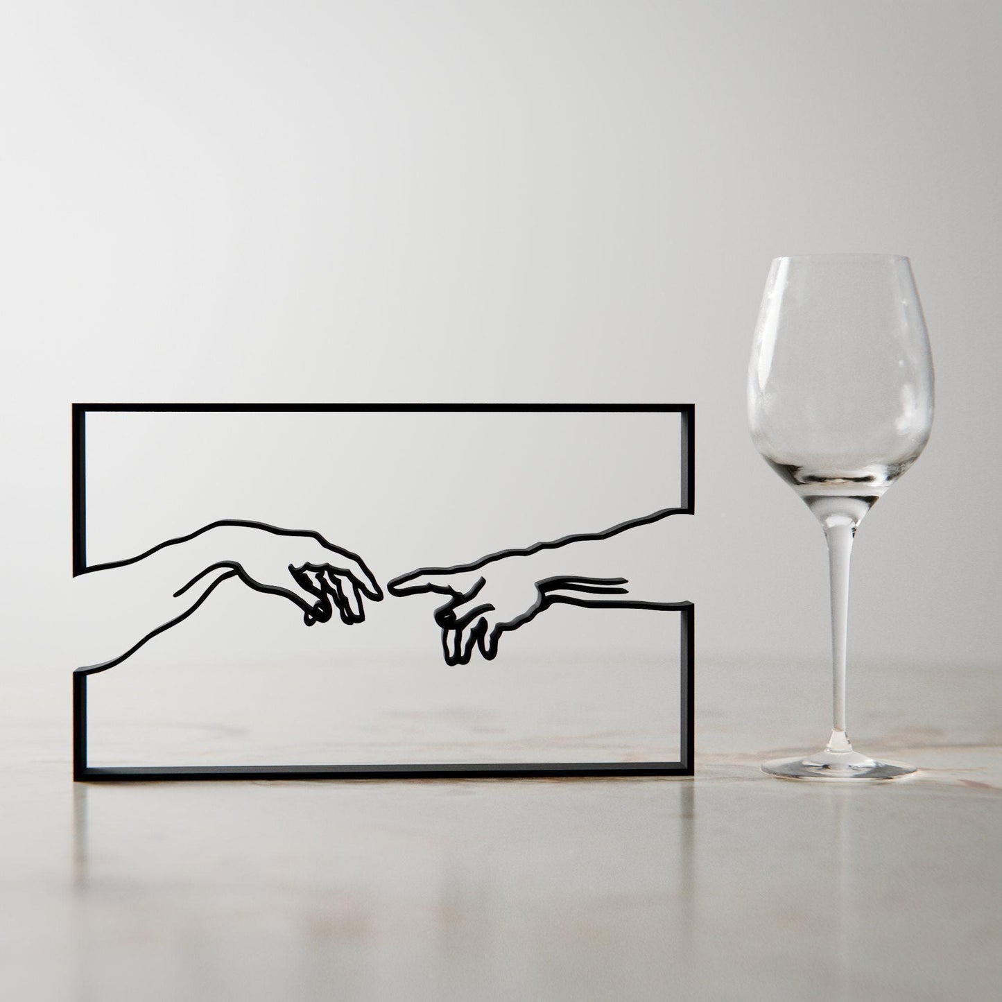 The Creation of Adam - Line Art Figure