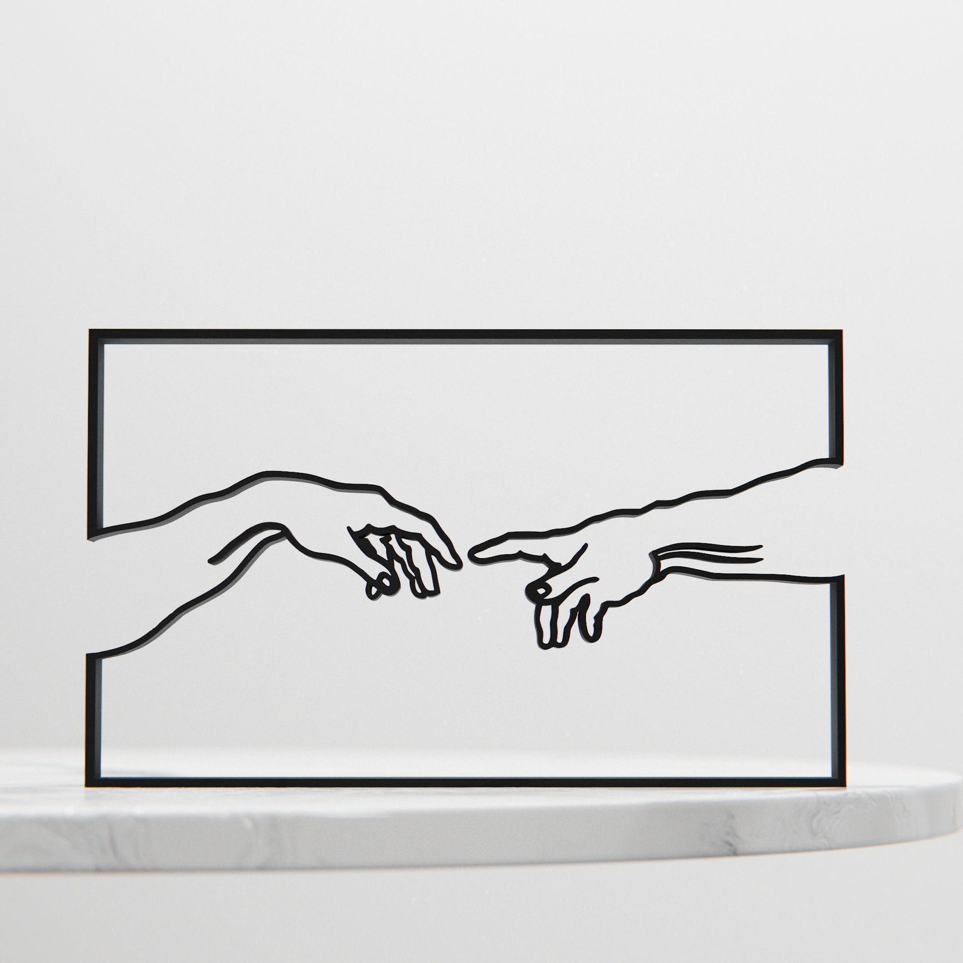 The Creation of Adam - Line Art Figure
