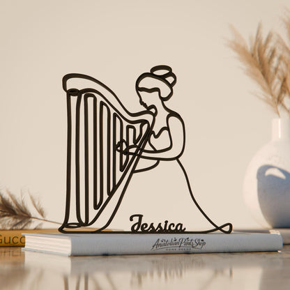 Harp Player - Customized Line Art Figure