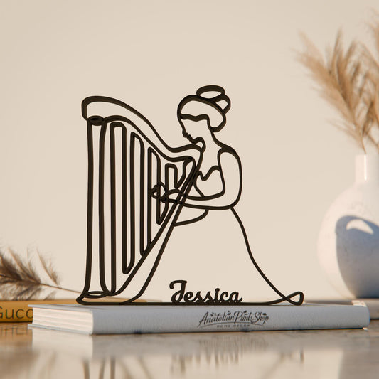 Harp Player - Customized Line Art Figure