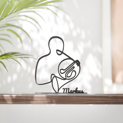 French Horn Player - Customized Line Art Figure