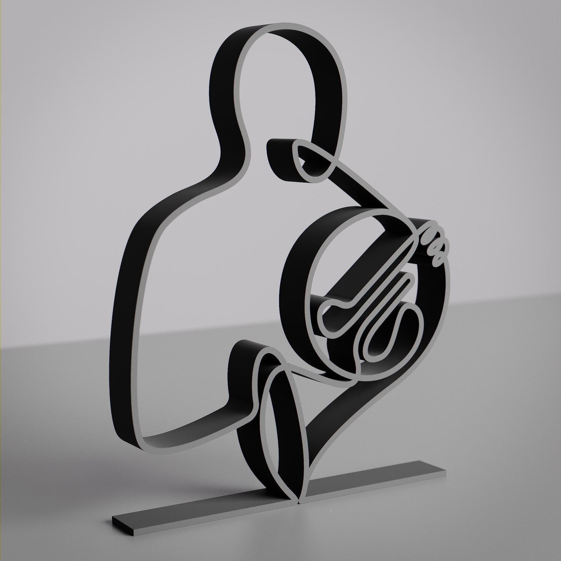 French Horn Player - Customized Line Art Figure