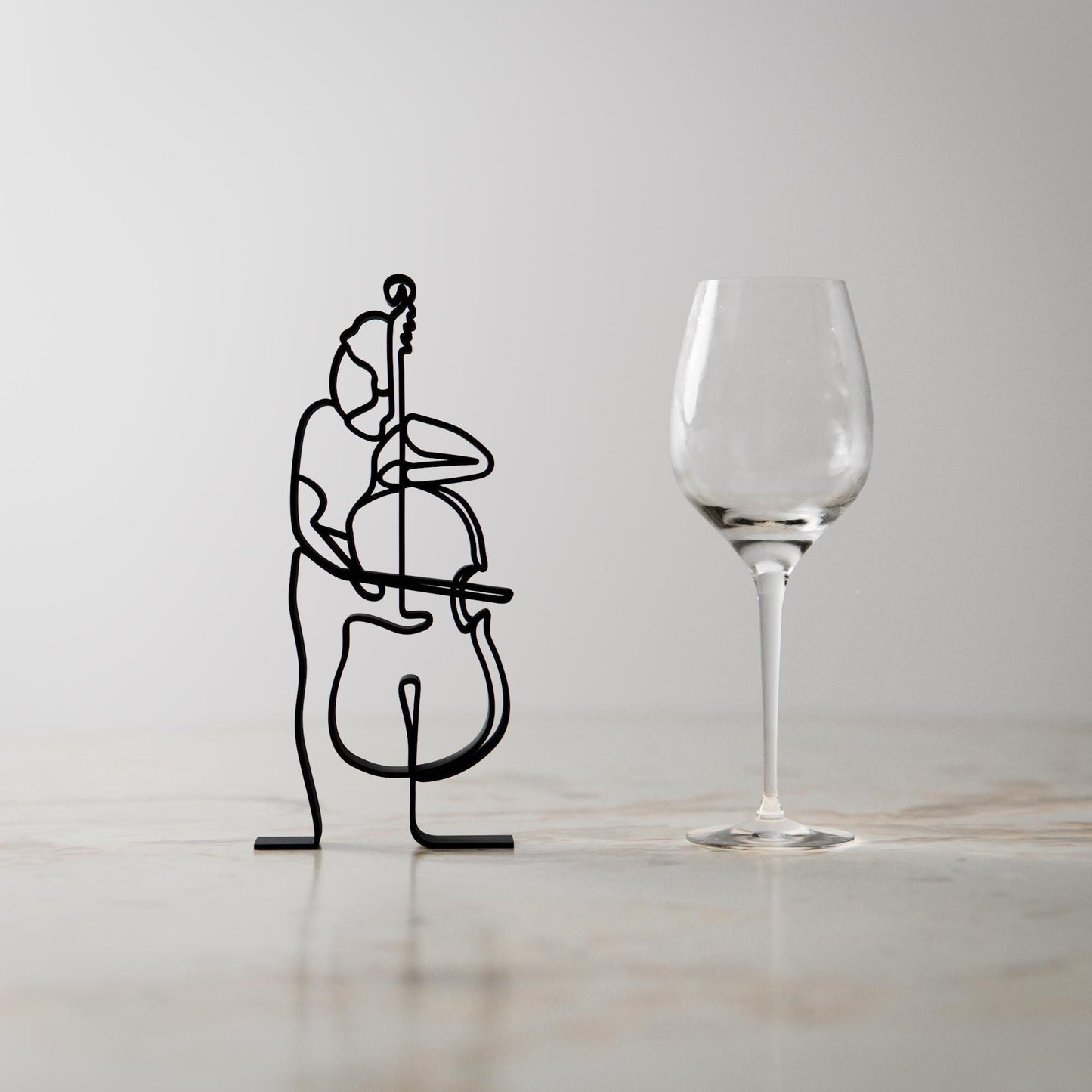 Female Contrabass Player - Customized Line Art Figure