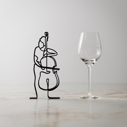 Female Contrabass Player - Customized Line Art Figure