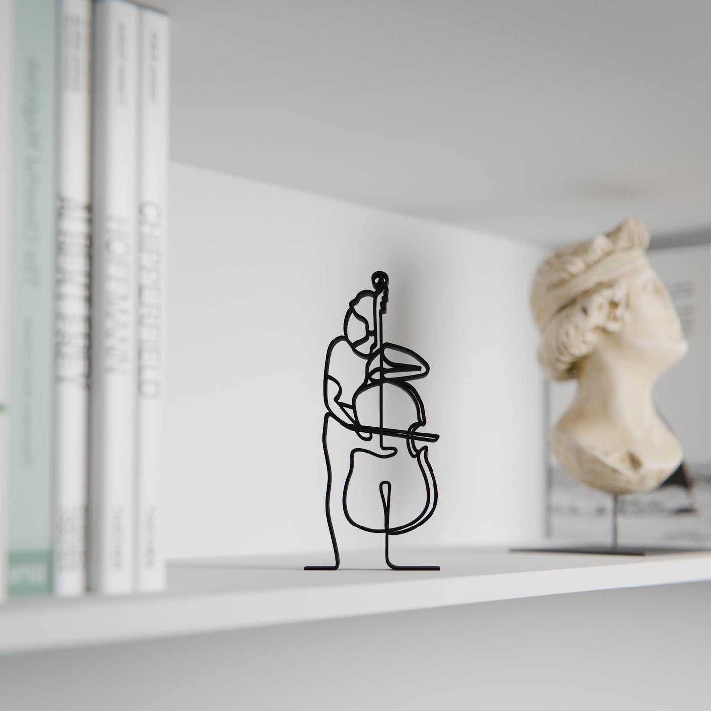 Female Contrabass Player - Customized Line Art Figure