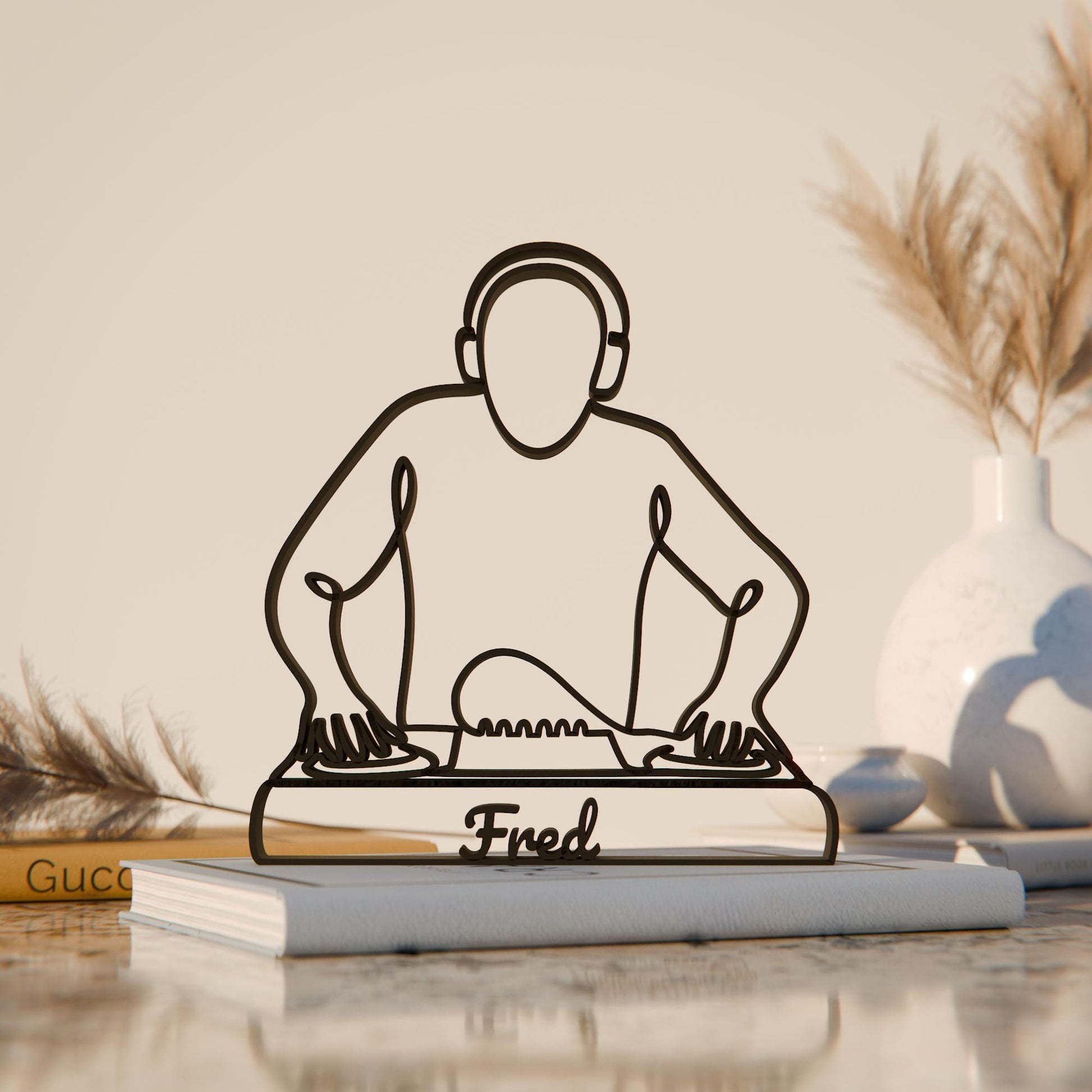 DJ - Customized Line Art Figure