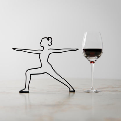 Yoga Warrior 2 Pose - Line Art Figure