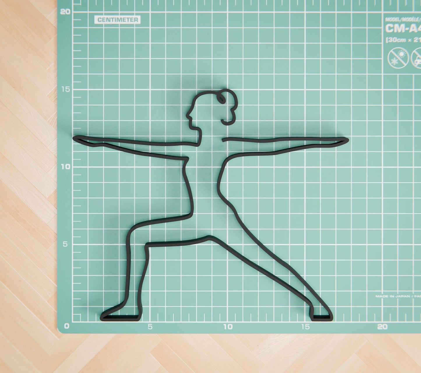 Yoga Warrior 2 Pose - Line Art Figure