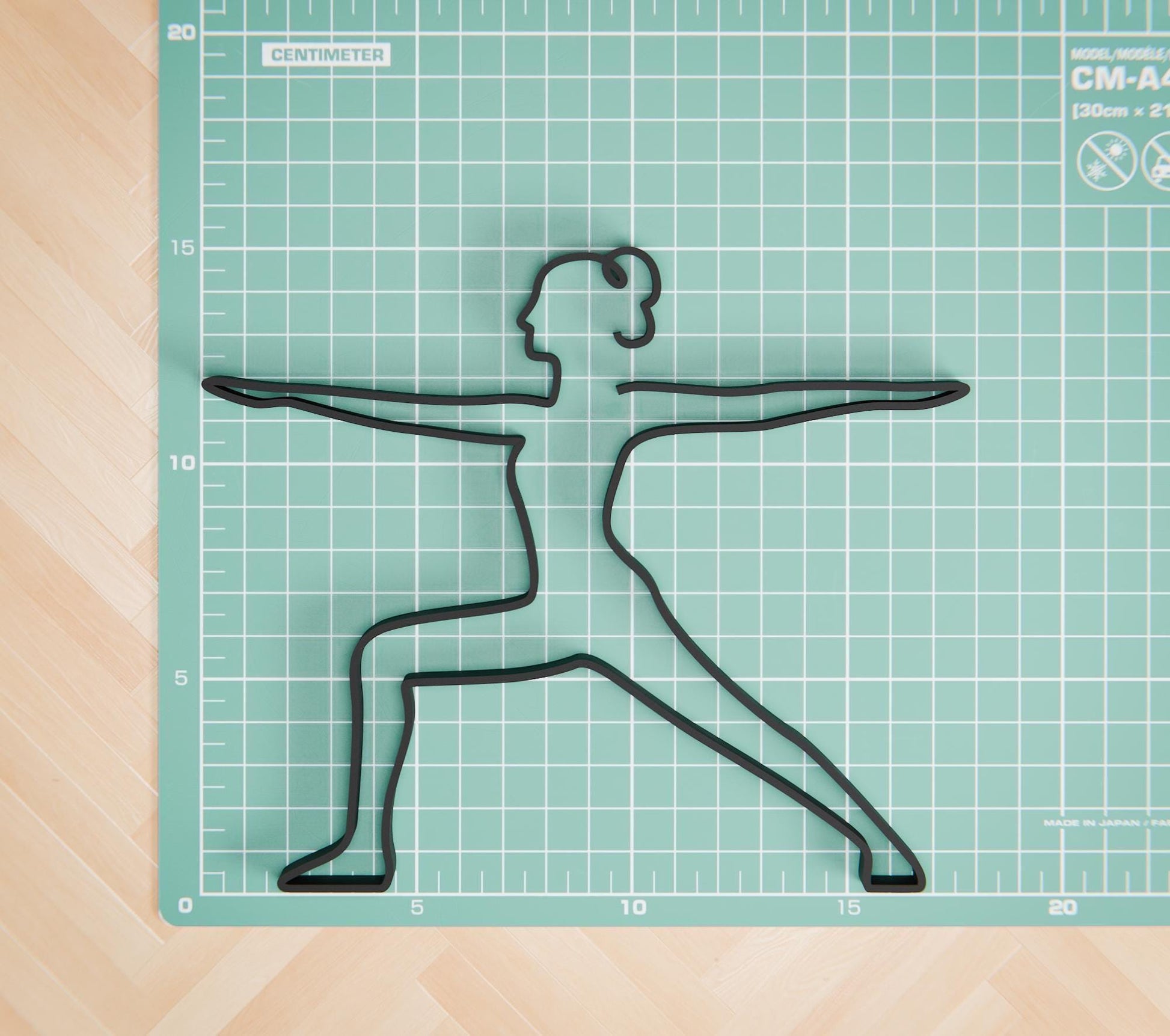 Yoga Warrior 2 Pose - Line Art Figure