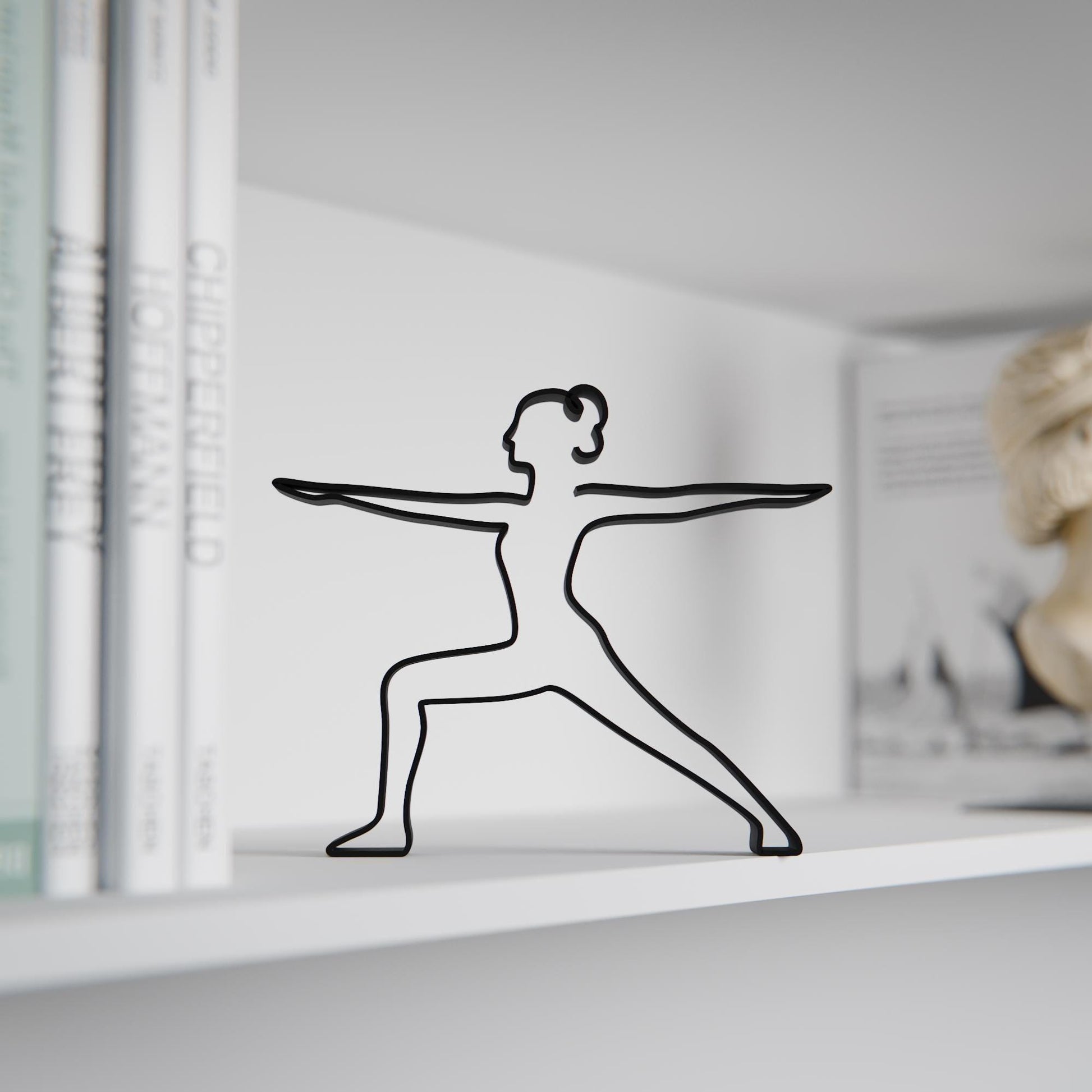 Yoga Warrior 2 Pose - Line Art Figure