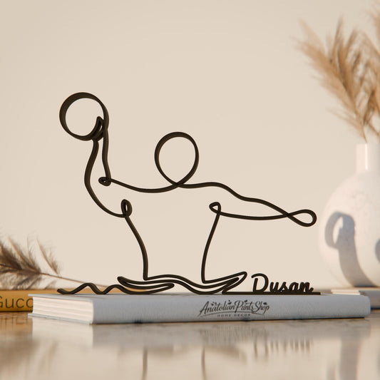 Water Polo Player - Customized Line Art Figure