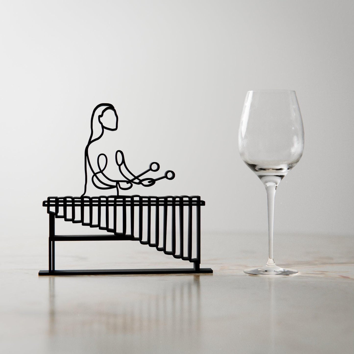 Female Marimba Player - Customized Line Art Figure