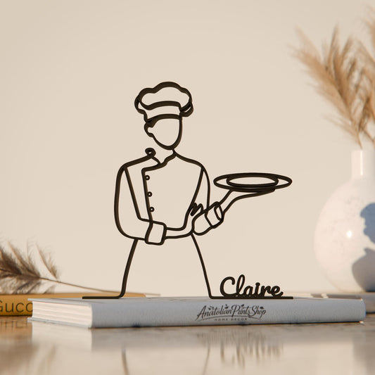 Female Chef - Customized Line Art Figure