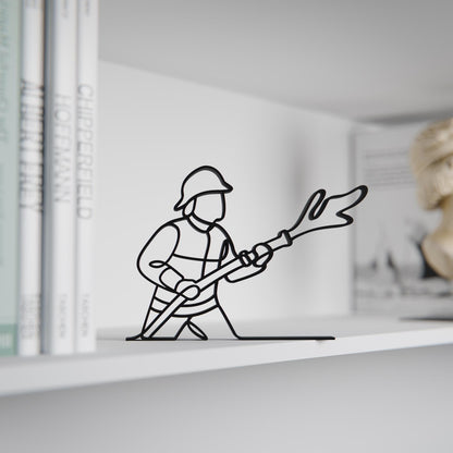 Personalized Fireman Figure - Minimalist Line Art Sculpture