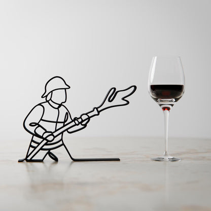 Personalized Fireman Figure - Minimalist Line Art Sculpture
