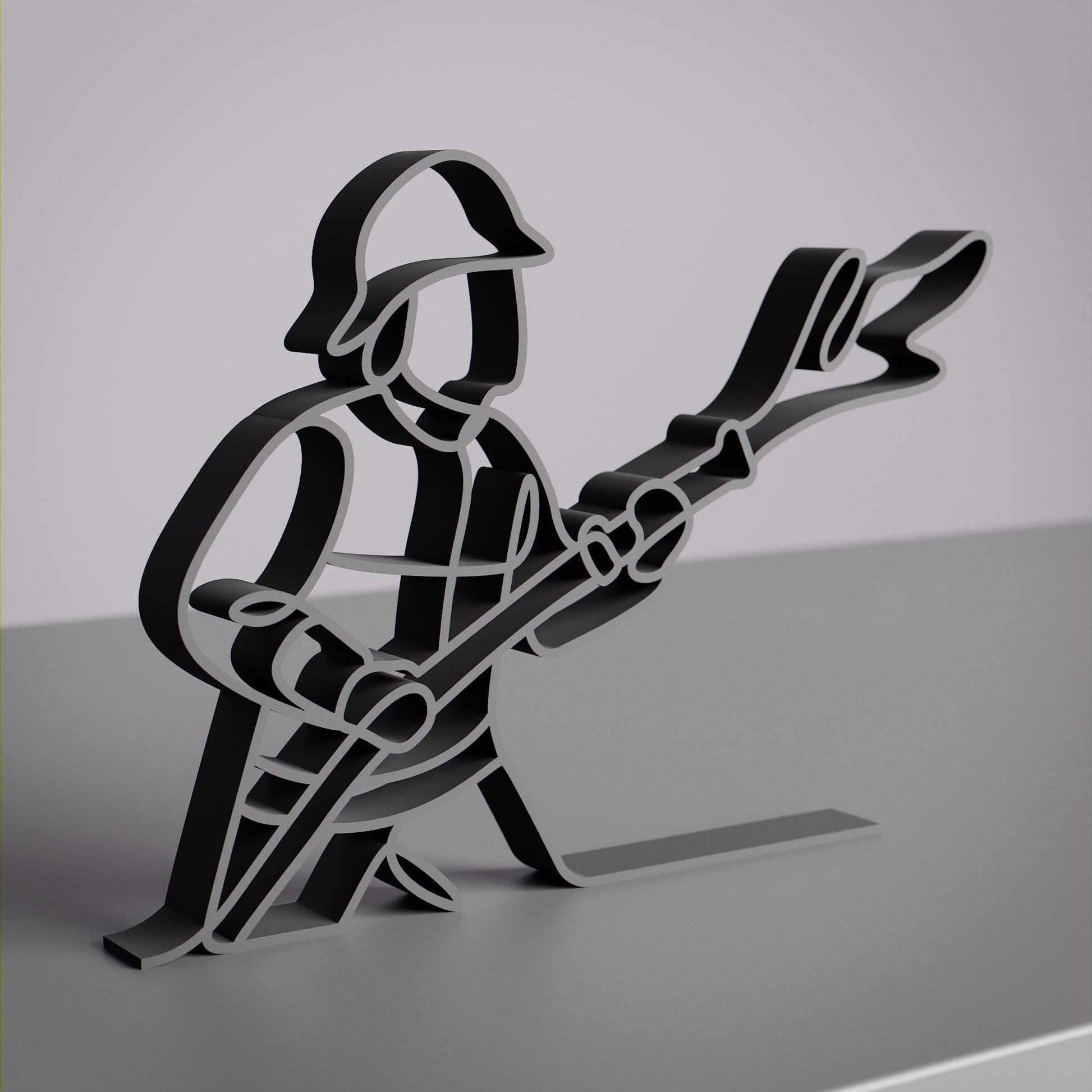 Personalized Fireman Figure - Minimalist Line Art Sculpture