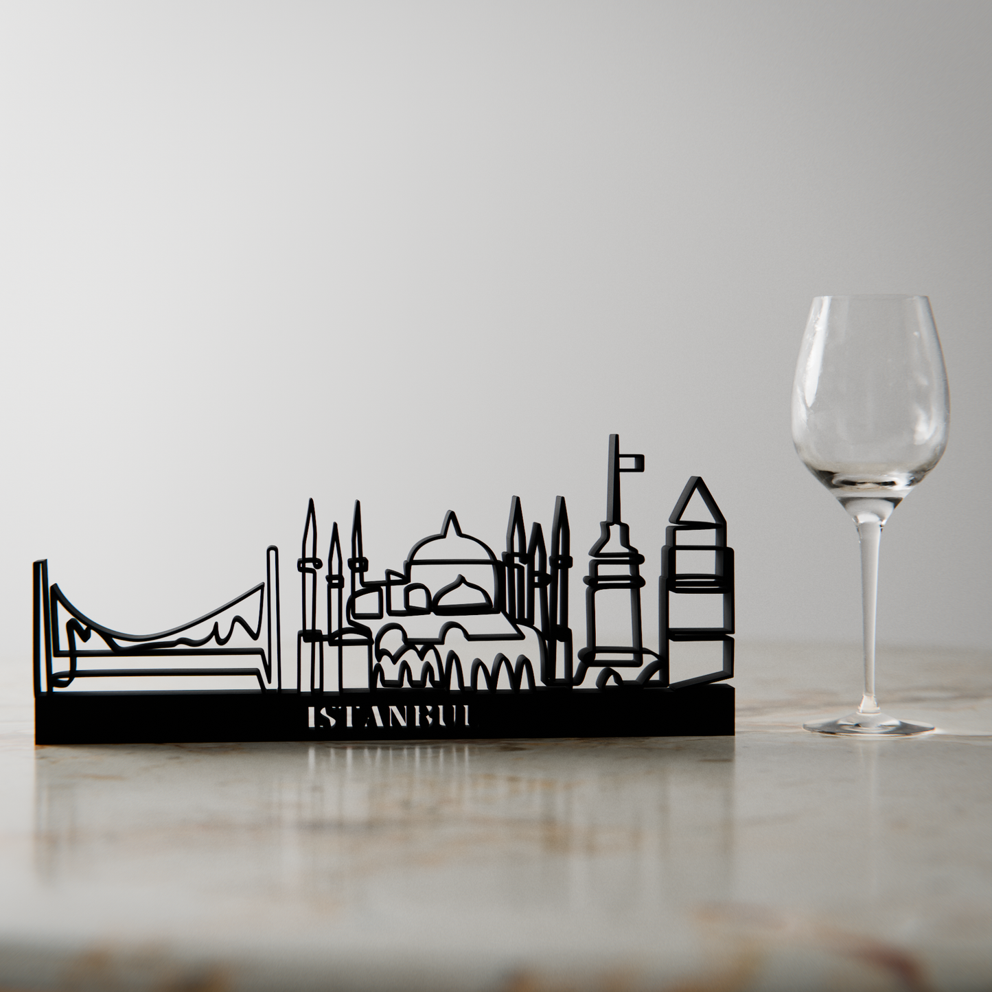 Istanbul Cityscape - Line Art Figure