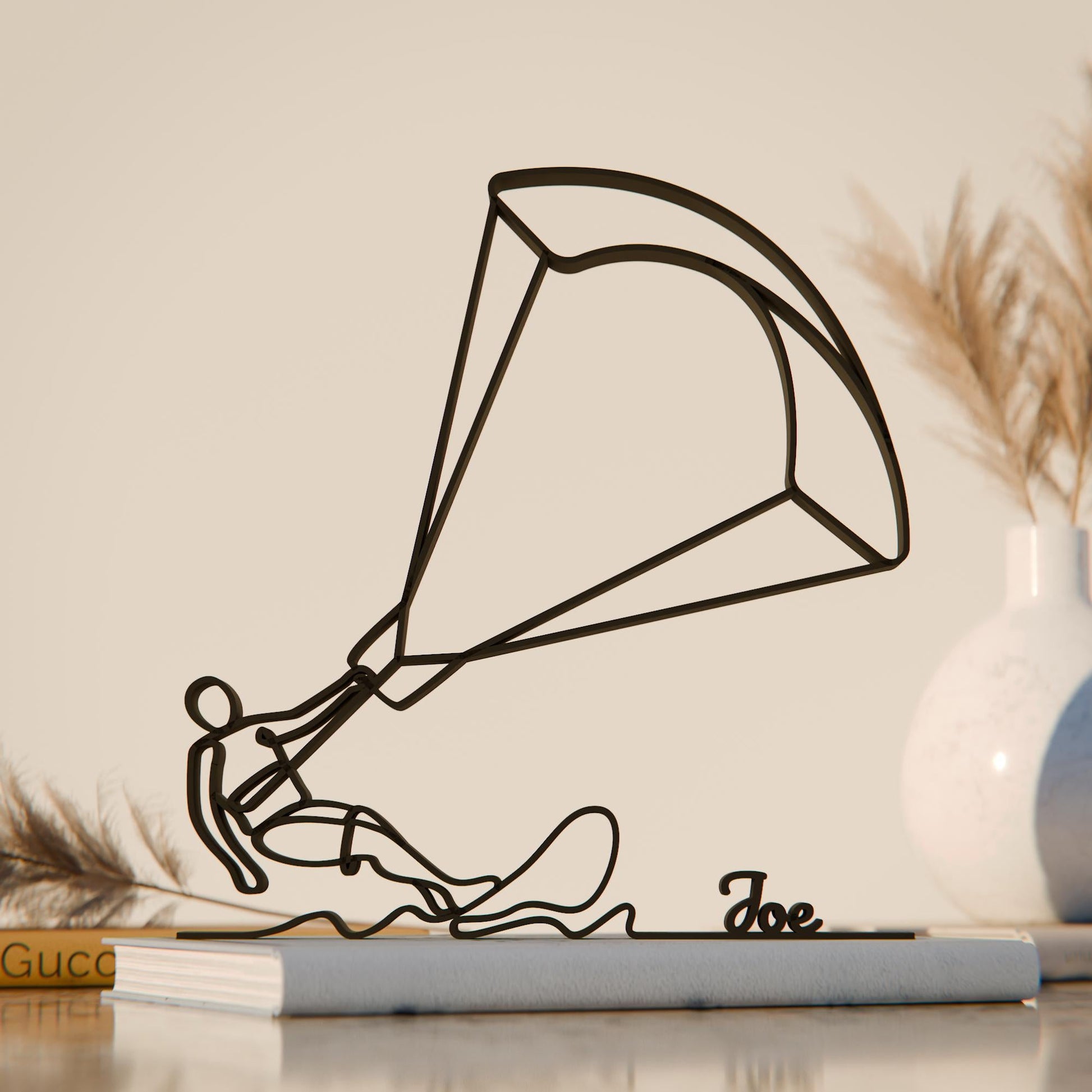 Anatolian Gift BoxKite Surfer - Customized Line Art Figure