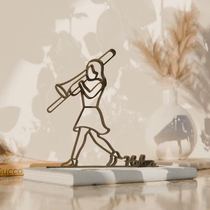 Female Trombone Player - Customized Line Art Figure
