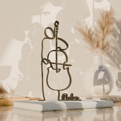 Contrabass Player - Customized Line Art Figure