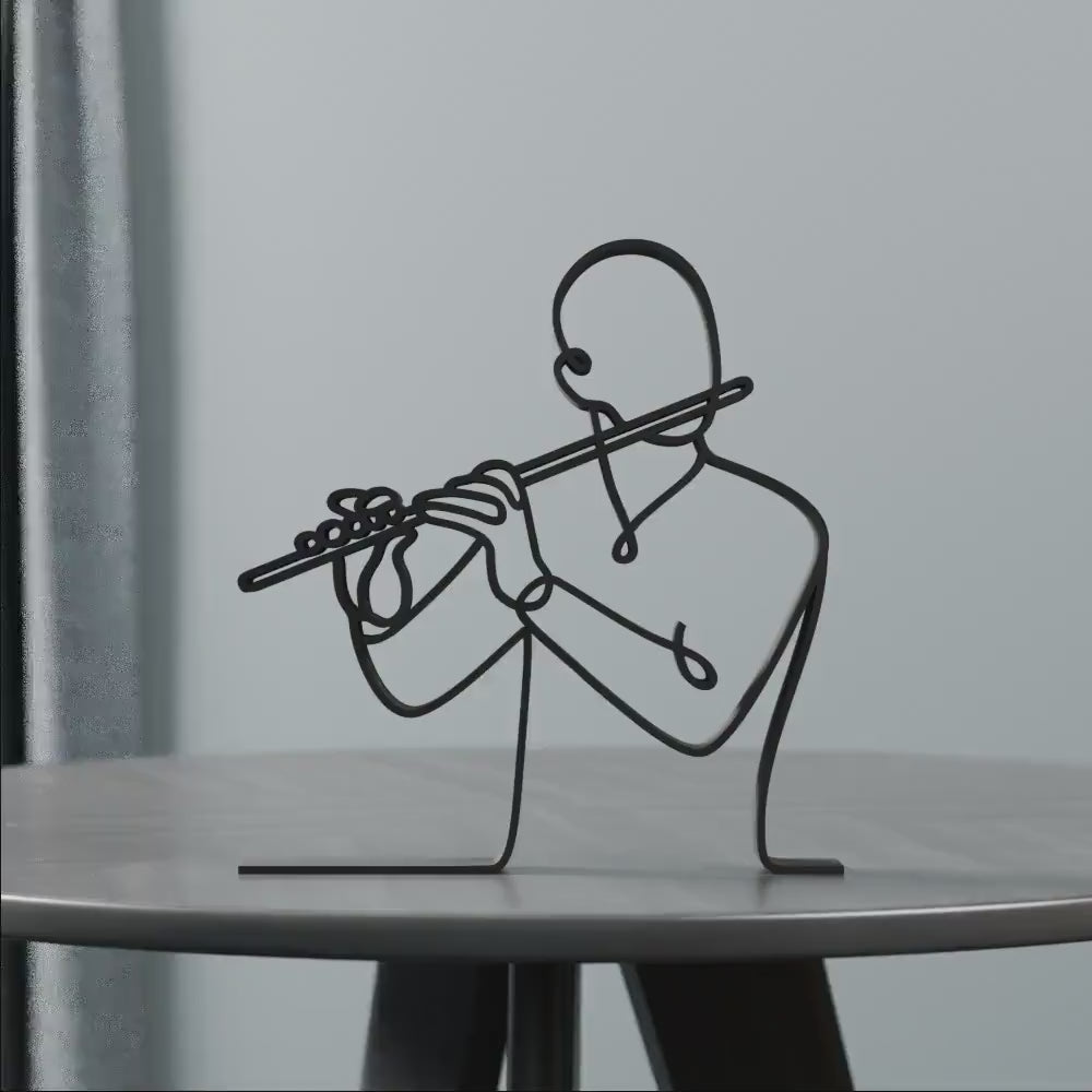 Flute Player - Customized Line Art Figure