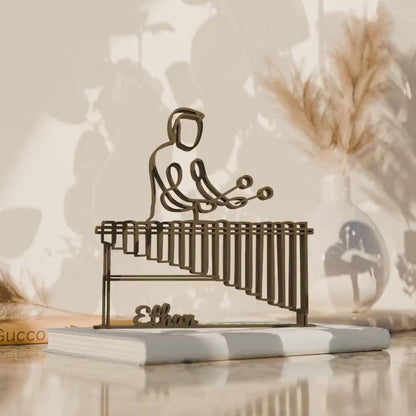 Marimba Player - Customized Line Art Figure
