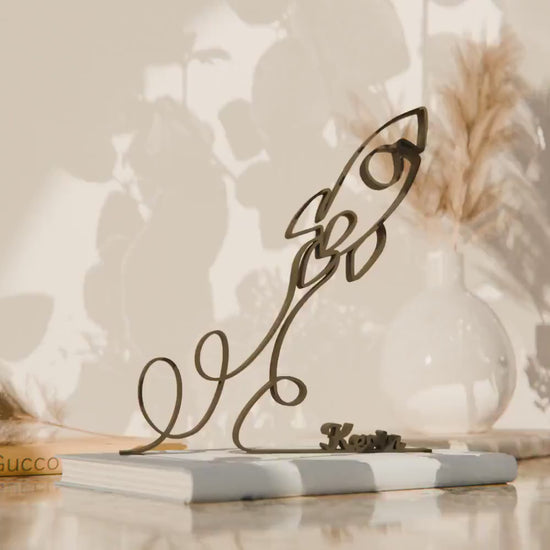 Launching Rocket - Customized Line Art Figure