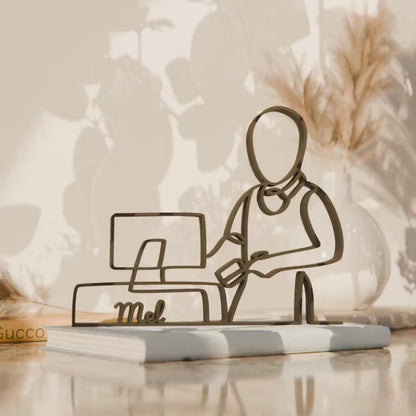 Cashier - Customized Line Art Figure