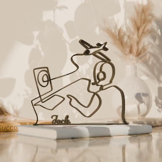 Air Traffic Controller - Customized Line Art Figure