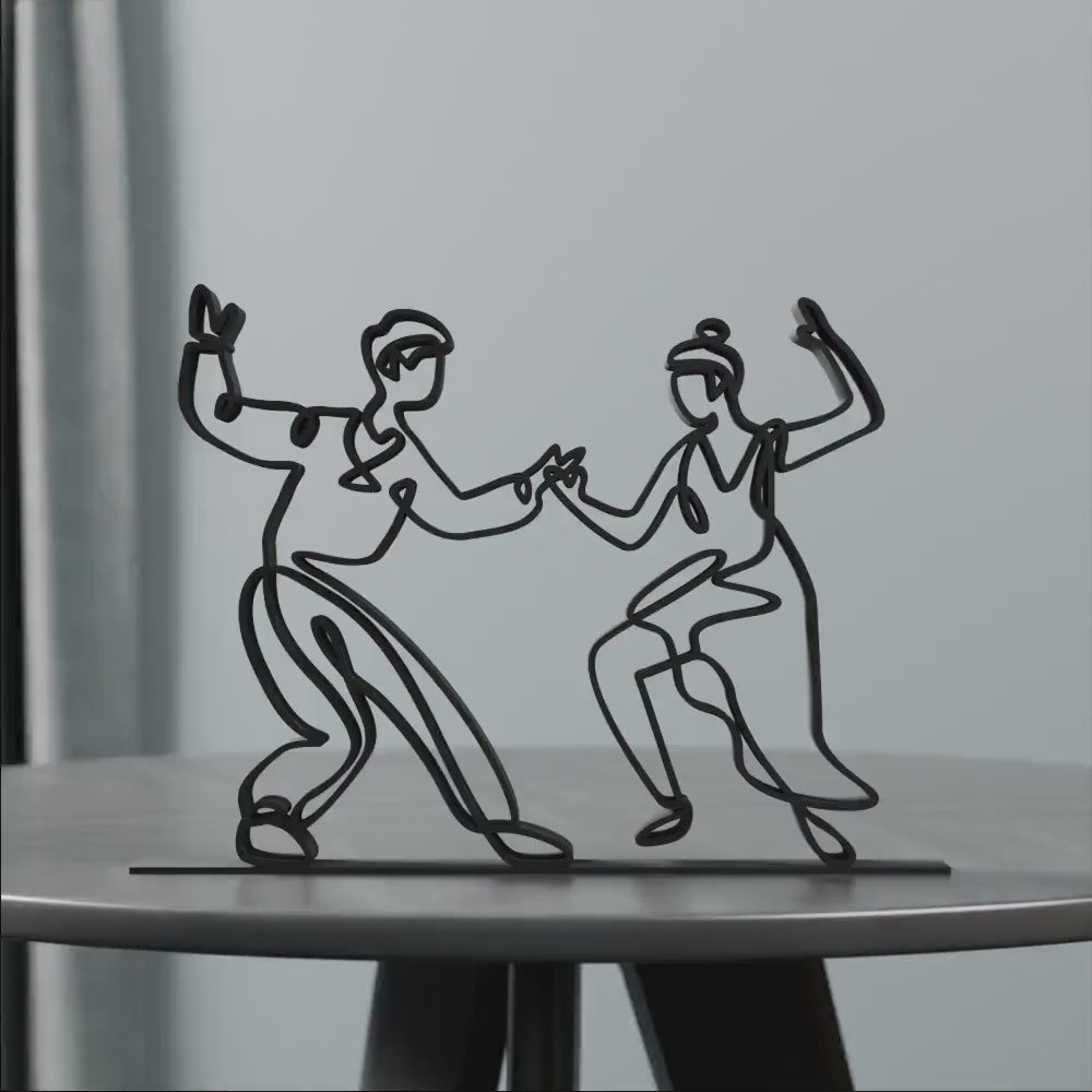 Lindy Hop Dancers 02 - Customized Line Art Figure