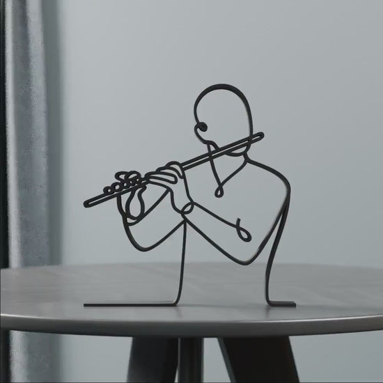 Flute Player - Customized Line Art Figure