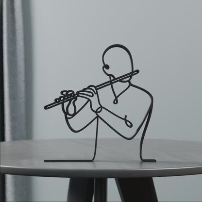 Flute Player - Customized Line Art Figure