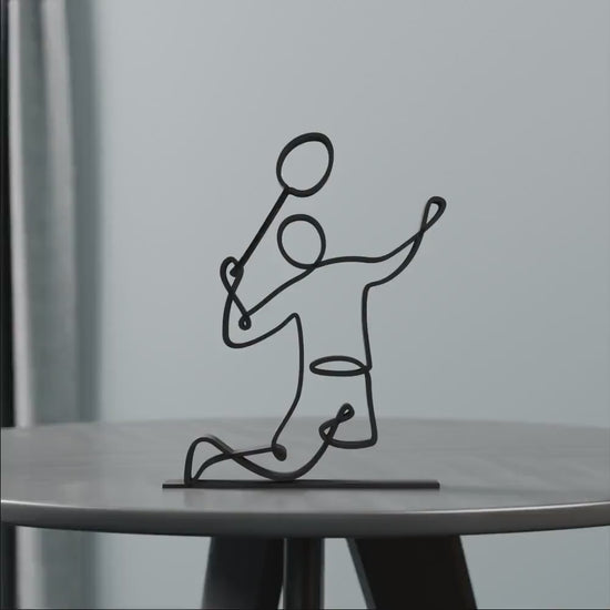 Badminton Player - Customized Line Art Figure