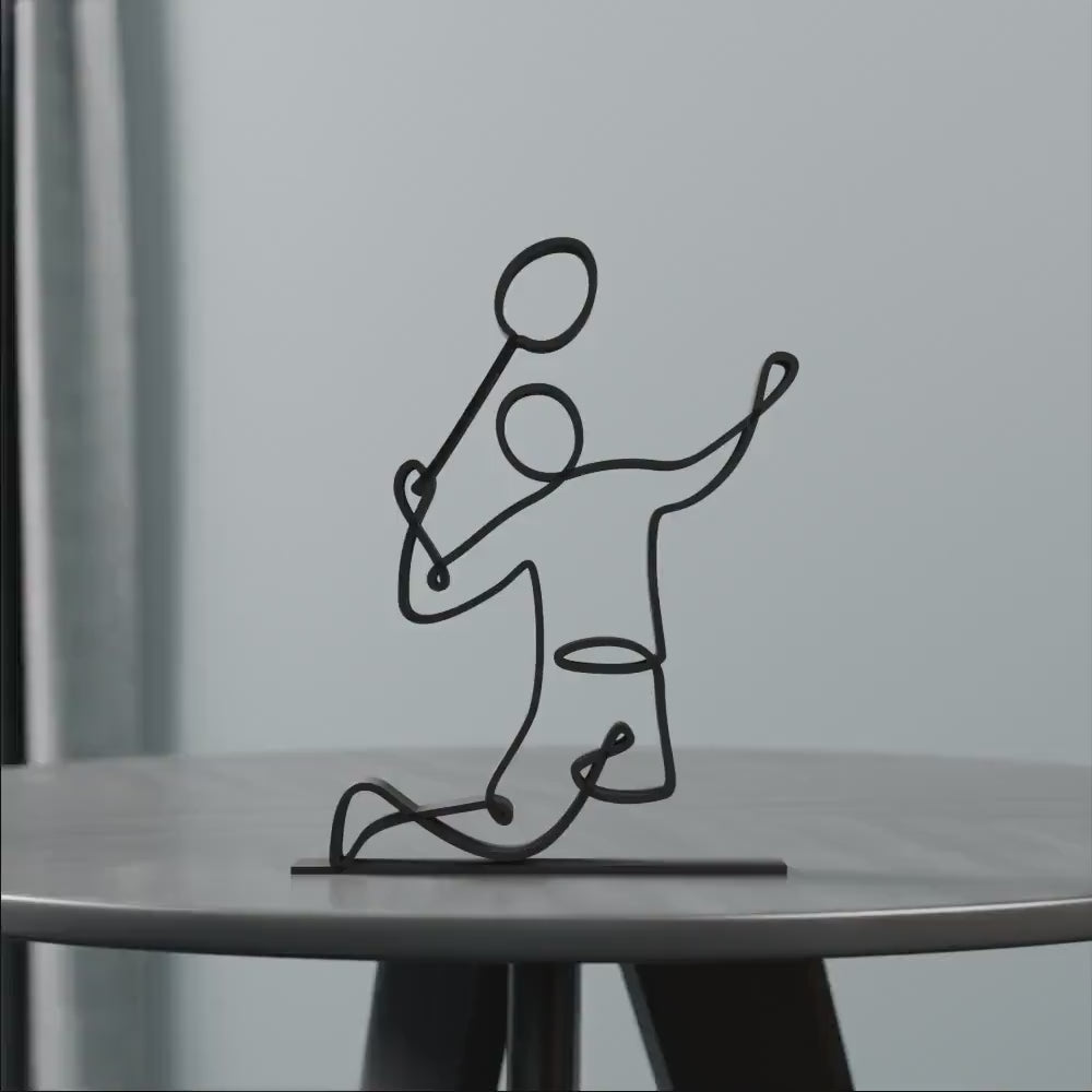 Badminton Player - Customized Line Art Figure